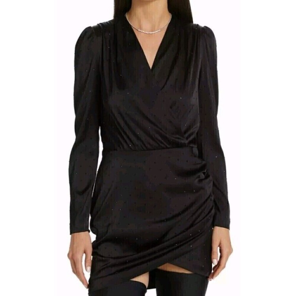 Generation Love Rafael Crystal Long Sleeve Mini Dress Black Women’s Size XS